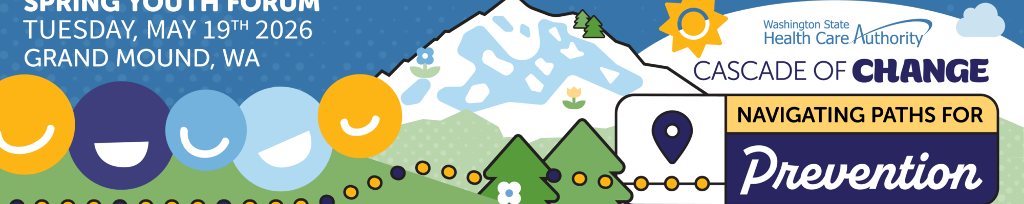 A graphic with the 2026 Spring Youth Forum date, logo and text that says 'cascade of change'